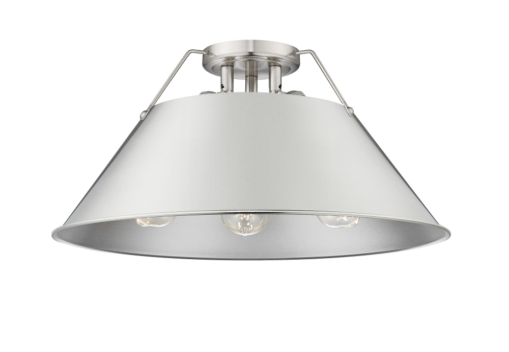 Yep by Golden Lighting Orwell 3-light Flush Mount in Pewter